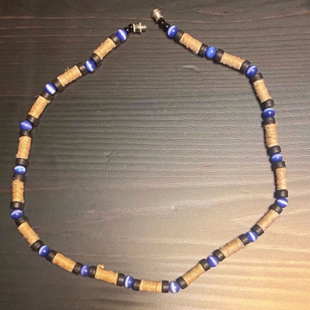Glass Beaded Unisex Hemp Necklace